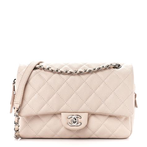 CHANEL Caviar Quilted Medium Casual Journey Flap Ivory 